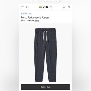 Vuori Men’s Heathered Gray Joggers Medium